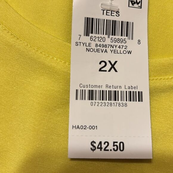 Women's JM Collection bright yellow three-quarter sleeve top NWT - Picture 4 of 7